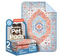 Washable Pee Pads for Dogs 2 Pack Reusable Puppy Training Pads 48"x48" Super Absorbent Waterproof Dog Training Pads, Non-Slip Potty Pads Whelping Pads Litter Mat Pet Supplies - Orange/Mix