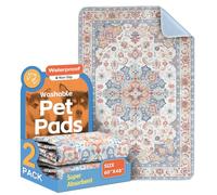 Washable Pee Pads for Dogs 2 Pack Reusable Puppy Training Pads 60"x48" Super Absorbent Waterproof Dog Training Pads, Non-Slip Potty Pads Whelping Pads Litter Mat Pet Supplies Beige