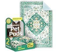 Washable Pee Pads for Dogs 2 Pack Reusable Puppy Training Pads 60"x48" Super Absorbent Waterproof Dog Training Pads, Non-Slip Potty Pads Whelping Pads Litter Mat Pet Supplies - Green Medallion