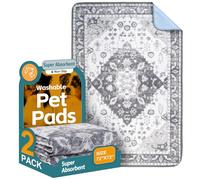 Washable Pee Pads for Dogs, 2 Pack Reusable Puppy Training Pads 72"x72" Super Absorbent Waterproof Dog Training Pads, Non-Slip Potty Pads, Whelping Pads Litter Mat Light Grey Medallion