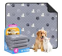 Washable Pee Pads for Dogs, 4 Pack Reusable Puppy Pads, Waterproof Pet Pee Pads for Dog Potty Training, Extra Large Dog Pee Pads for Crate, Playpen, and Whelping, Durable and Absorbent, Grey 18"x24"