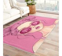 Washable Pink Girl Rugs for Living Room, Kiss Cute Fashion Girls Design Area Rug Bedroom Decor, Non Slip Low Pile Soft Floor Carpet, 140 x 200 cm