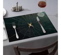 Washable Placemats A Spider Sits in The Center of Its Web Dining Place Mats Rustic Home Decor Golden Girls Gifts(4PCS)