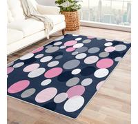 Washable Polka Dots Rugs for Living Room, Polka Dot Fashion Trend Design Area Rug Bedroom Decor, Non Slip Low Pile Soft Floor Carpet, 140 x 200 cm