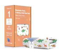 Washable Potty Training Bed Pads - Non-Slip Bed Wetting Sheets for Single & Toddler Beds, Easy to Change at Night, Includes Fits Single, Toddler & Cot Beds - Dinosaur Design