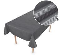 Washable Premium Oilcloth Tablecloth in Charcoal Stripes Easy Clean Tablecloth 150 x 150 cm