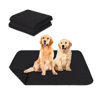 Washable Puppy Pads, 2 Pack Reusable Dog Training Pads, Puppy Training Pads, Absorbent Reusable Whelping Pads, Non-Slip Dog Mat with Print for Home Crate Car Travel Quick Dry (Black, L-(70x50cm))