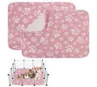 Washable Puppy Pads Reusable, Pink Puppy Training Pad Pee, Whelping Kits for Puppies Non-Slip Super Absorbent, for Small Animals: Rabbit Hamster Kitten, 2 Pack 70X50CM (Paw Rint)