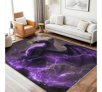Washable Purple Dragon Small Rugs for Bedroom, Entryway, Mats and Rugs, Lightning Animal Magic Bedroom Decor Area Rug, Non Slip Low Pile Soft Indoor Door Mat, 80 x 150 cm