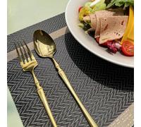 Washable PVC Placemats Set of 6, Durable Heat Resistant Wipeable, Non Slip Rectangle Dining Table Mats - 12x18 Inch (Brown)