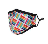 Washable Reusable 3 Layer Cotton Face mask Face Covering Bandana Face Mask Breathable Fashion Face Mask for Protection Against Pollution, Colourful Stripes, 5pcs