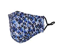 Washable Reusable 3 Layer Cotton Face mask Face Covering Bandana Face Mask Breathable Fashion Face Mask for Protection Against Pollution, Blue & White, 5pcs