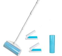 Washable Reusable Lint Roller, Large Retractable StickyLint Roller 8 inches Cat Dog Pet Hair Remover with 3-Foot Extendable Handle, Gel Sticky Picker Set Cleaner for Carpet, Clothes, Sofa