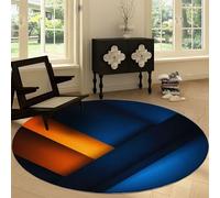 Washable Round Area Rug 150 cm, Abstract Design Soft Fluffy Circle Carpet Rug - Geometric Diagonal Graphic Printed Short Pile Non Slip Floor Round Carpet for Entryway Living Room Bedroom
