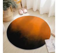 Washable Round Area Rug, 150 Cm Abstract Gradient Smoke Shaggy Soft Touch Carpet Rug Non-Slip, Non-Shedding Circle Carpet For Bedroom Living Room Bathroom Nursery Kitchen Orange Color