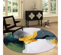 Washable Round Area Rug 150 cm, Marble Style Soft Fluffy Circle Carpet Rug - Ink Painting Texture Stripes Printed Short Pile Non Slip Floor Round Carpet for Entryway Living Room Bedroom