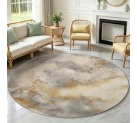 Washable Round Area Rug 160 cm/5.2ft Modern Light Luxury Soft Circle Carpet Printed Marble Texture Short Pile Non Slip Floor Rugs for Entryway Living Room Bedroom Beside Sofa Office (Multicolor)