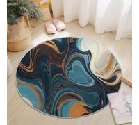 Washable Round Area Rug 210 cm, Colorful Soft Fluffy Circle Carpet, Abstract Swirl Elegant Line Printed Short Pile Non Slip Flannel round rugs for Entryway Living Room Bedroom