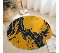 Washable Round Area Rug 245 cm, Orange Black Soft Fluffy Circle Carpet, Simple Abstract Swirl Texture Printed Short Pile Non Slip Flannel round rugs for Entryway Living Room Bedroom