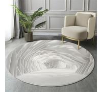 Washable Round Area Rug 60cm, Three-Dimensional Geometry Architecture Printed Circle Carpet, Low Pile Non Slip White Floor Mat, Soft Visual Illusions Futurism Circle Rug for Living Room Sofa Bedside