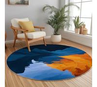 Washable Round Rug - 150 cmAbstract Grand Canyon Natural Landscape Non-Slip, Short Pile Faux Wool Soft Round Area Rugs for Living Room Bedroom Dining Room Home Decoration Carpet