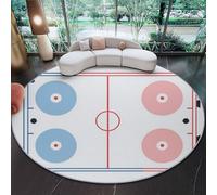 Washable Round Rug 60 cm, Soft Short Pile Simple ice hockey rink layout Printed Area Rug with Non Slip Backing Anti-Skid Carpet for Living Room Bedroom Nursery Colorful