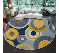 Washable Round Rug for Living Room, Exquisite Retro Geometric Concentric Circles Low-Pile Circle Rug 60 cm, Soft, Non-Slip Round Area Rugs for Bedroom, Entrance, Kitchen, Kids Room, Beige