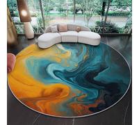 Washable Round Rug for Living Room, Modern Art Abstract Vortex Low-Pile Circle Rug 180 cm, Soft, Non-Slip Round Area Rugs for Bedroom, Entrance, Kitchen, Kids Room, Multicolored