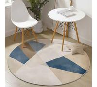 Washable Round Rugs 100 cm, Bohemian Modern Geometric Pattern Non-slip Round Area Rug for Living Room, Beige Soft Low-Pile Circle Carpet for Under Dining Table