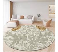 Washable Round Rugs 100 cm, William Morris Wind Sunflowers Vines Pattern Non-slip Round Area Rug for Living Room, Beige Soft Low-Pile Circle Carpet for Under Dining Table