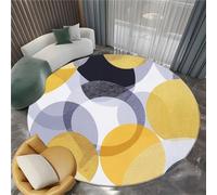 Washable Round Rugs 150 cm Round Area Rug Geometric Circle Pattern Non Slip Circle Low-Pile Floor Carpet, White Doormat Soft Rug for Living Room Dinning Room Bedroom