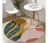 Washable Round Rugs 180 cm, Abstract Color Blocks Pattern Non-slip Round Area Rug for Living Room, Colorful Soft Low-Pile Circle Carpet for Under Dining Table