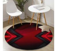 Washable Round Rugs 180 cm, Modern Mysterious Red Arrow Pattern Non-slip Round Area Rug for Living Room, Dark Red Soft Low-Pile Circle Carpet for Under Dining Table