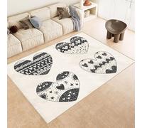 Washable Rug 100x150 cm 3D Hearts Flowers Printed Design Faux Cashmere Short Lint Non-Slip Backing Area Rugs For Living Room Open-Plan Lounge Tea Rooms Country Estates Outdoor(Noise-Reducing)