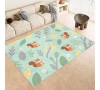 Washable Rug 100x150 cm 3D Squirrel Cute Animal Printed Design Faux Cashmere Short Lint Non-Slip Backing Area Rugs For Living Room Open-Plan Lounge Tea Rooms Country Estates Outdoor(Noise-Reducing)