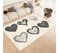 Washable Rug 120x180 cm 3D Hearts Flowers Printed Design Faux Cashmere Short Lint Non-Slip Backing Area Rugs For Living Room Open-Plan Lounge Tea Rooms Country Estates Outdoor(Noise-Reducing)