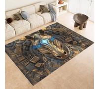 Washable Rug 120x180 cm 3D Horse Machinery Creative Printed Faux Cashmere Short Lint Non-Slip Backing Area Rugs For Living Room Open-Plan Lounge Tea Rooms Country Estates Outdoor(Noise-Reducing)