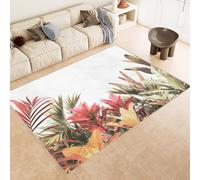Washable Rug 120x180 cm 3D Pink Green Flowers Printed Design Faux Cashmere Short Lint Non-Slip Backing Area Rugs For Living Room Open-Plan Lounge Tea Rooms Country Estates Outdoor(Noise-Reducing)