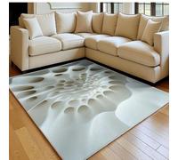 Washable Rug 140 x 200 cm Abstract petal pattern Modern Soft Short Pile Area Rug White for Bedroom, Dining Room & Office, Non-Slip
