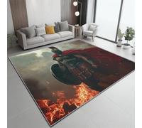 Washable Rug 140x200 cm, Non Slip with Rubber Backing Area Rug, Soft Low-Pile Bedroom Carpet, Movie Strong Warrior Printed Carpet for Lounge Dining Room Office, Grey