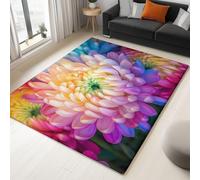 Washable Rug 180 x 240 cm, Non Slip with Rubber Backing Area Rug, Soft Low-Pile Bedroom Carpet, Dream Chrysanthemum Printed Carpet for Lounge Dining Room Office, Color