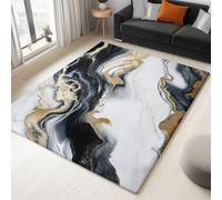 Washable Rug 180 x 240 cm, Non Slip with Rubber Backing Area Rug, Soft Low-Pile Bedroom Carpet, Marble Abstract Swirl Printed Carpet for Lounge Dining Room Office, White