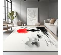 Washable Rug 180 x 240 cm, Non Slip with Rubber Backing Area Rug, Soft Low-Pile Bedroom Carpet, Sunset Boat Warrior Printed Carpet for Lounge Dining Room Office, White