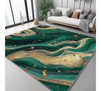 Washable Rug 180x240 cm, Non Slip with Rubber Backing Area Rug, Soft Low-Pile Bedroom Carpet, Marble Liquid Swirl Printed Carpet for Lounge Dining Room Office, Green