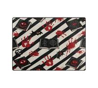 Washable Rug 4x5 Minimalist Carpet for Living for Kids Room Home Decor (4'x5' Natural)-Halloween Red Devil's Eye Blood Handprint