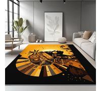 Washable Rug 60 x 120 cm, Non Slip with Rubber Backing Area Rug, Soft Low-Pile Bedroom Carpet, African Tribe Female Head Printed Carpet for Lounge Dining Room Office, Orange Color