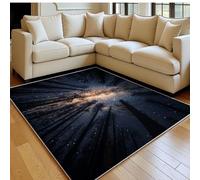 Washable Rug 80 x 120 cm Starry Sky Forest Night View Non-Slip Modern Dark Blue Carpet for Living Room Bedroom, Kitchen & Hall, Low Pile