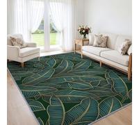 Washable Rug Banana Leaf Dark Green, 60x90 cm | Low Pile Non-Slip Area Rugs, Botanical Art Deco Premium Carpet for Living Room Kids Room Bedroom Playroom