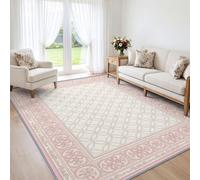Washable Rug Flowers Meander, 60x90 cm | Low Pile Non-Slip Area Rugs, Vintage Bohemian Victorian Carpet for Living Room Kids Room Bedroom Playroom