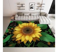 Washable Rug for Living Room - Fluffy Non-Slip Rugs for Bedroom Dining Room Office, Colorful Soft Short Pile Carpet Beautiful Flowers Sunflowers Modern Home Decor Area Rug 160 x 230 cm